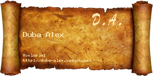 Duba Alex névjegykártya