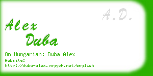 alex duba business card